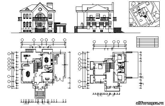 Разрез здания: чертежи двухэтажных, одноэтажных и многоэтажных домов, строительные рисунки, поперечные разрезы жилых строений и фасада