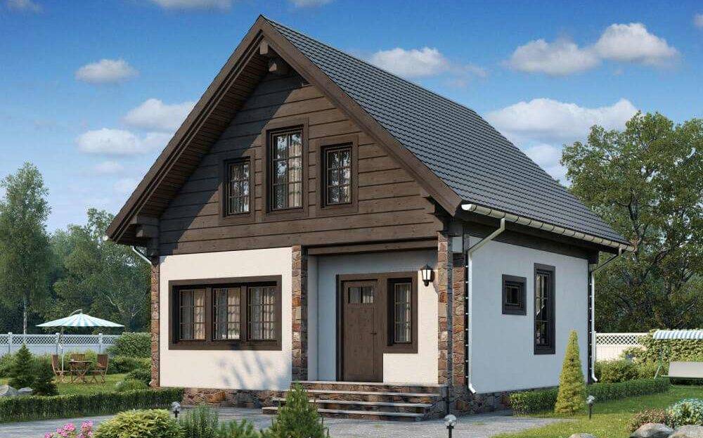 Проекты кирпичных домов с мансардой (58 фото): красивые варианты коттеджей из желтого кирпича с деревянным фасадом