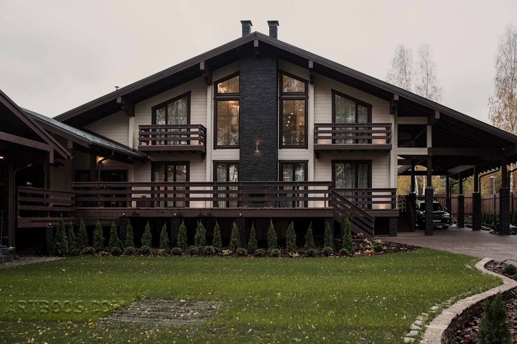 Дом в стиле шале: интерьер загородного деревянного дома, современные коттеджи в альпийском стиле
 - 33 фото