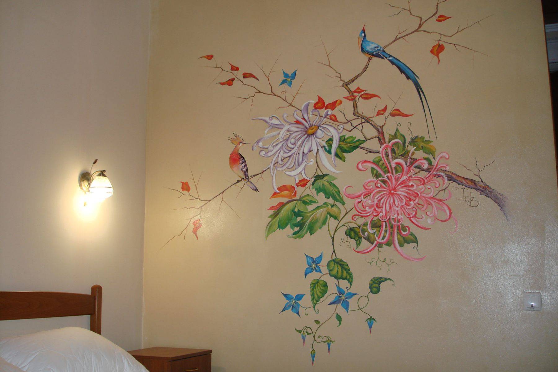 Роспись стен в интерьере квартиры, различные техники. фото