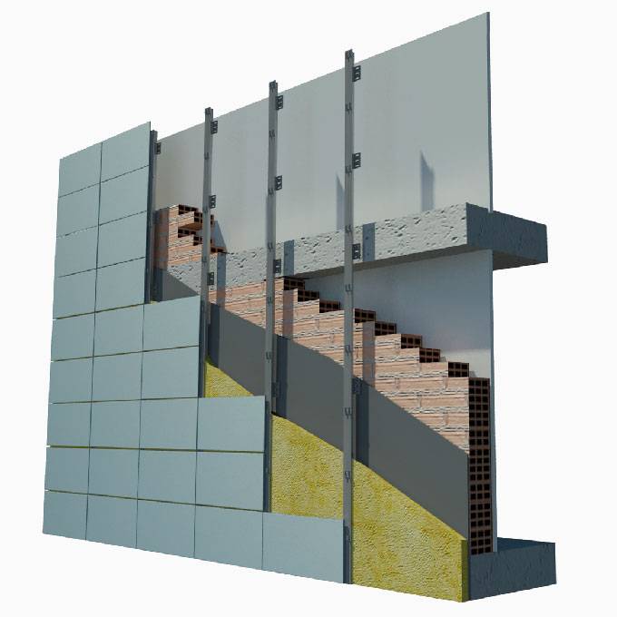 Вентилируемый навесной фасад из керамогранита: устройство, виды и этапы работы