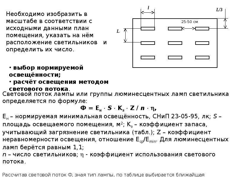 Количество светильников формула