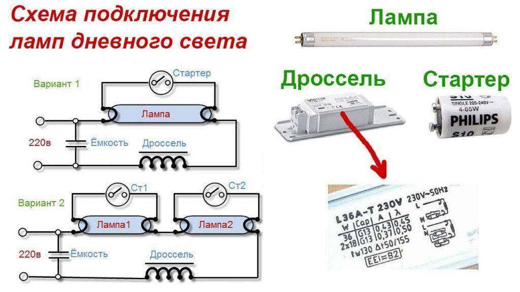Подключение люминесцентной лампы без дросселя и стартера: схемы – ремонт своими руками на m-stone.ru