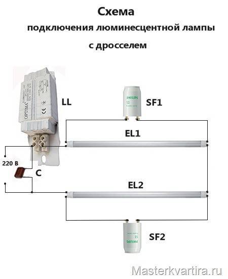 Дроссель для ламп дневного света - схема подключения, как проверить исправность и запуск с дросселем и без