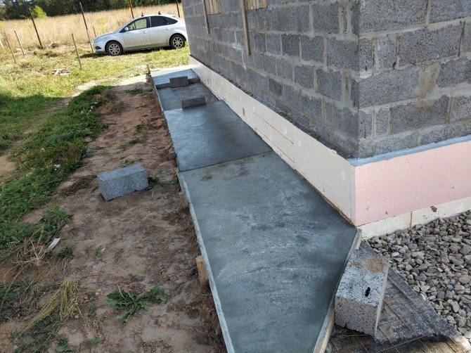 Как сделать бетонную отмостку – пошаговая инструкция, от приготовления раствора, до заливки бетона