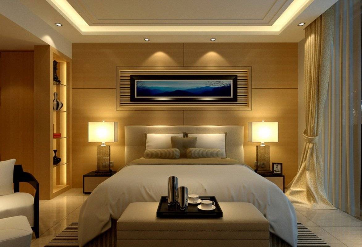 Освещение в спальне: натяжные потолки с люстрой или без (с фото дизайнов)