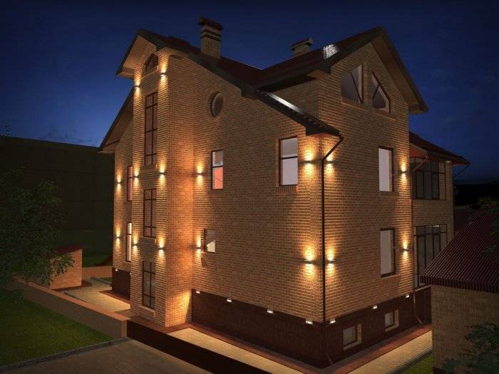 4 вида освещения фасадов зданий и частного дома - нормы, ошибки и правила выбора светильников.