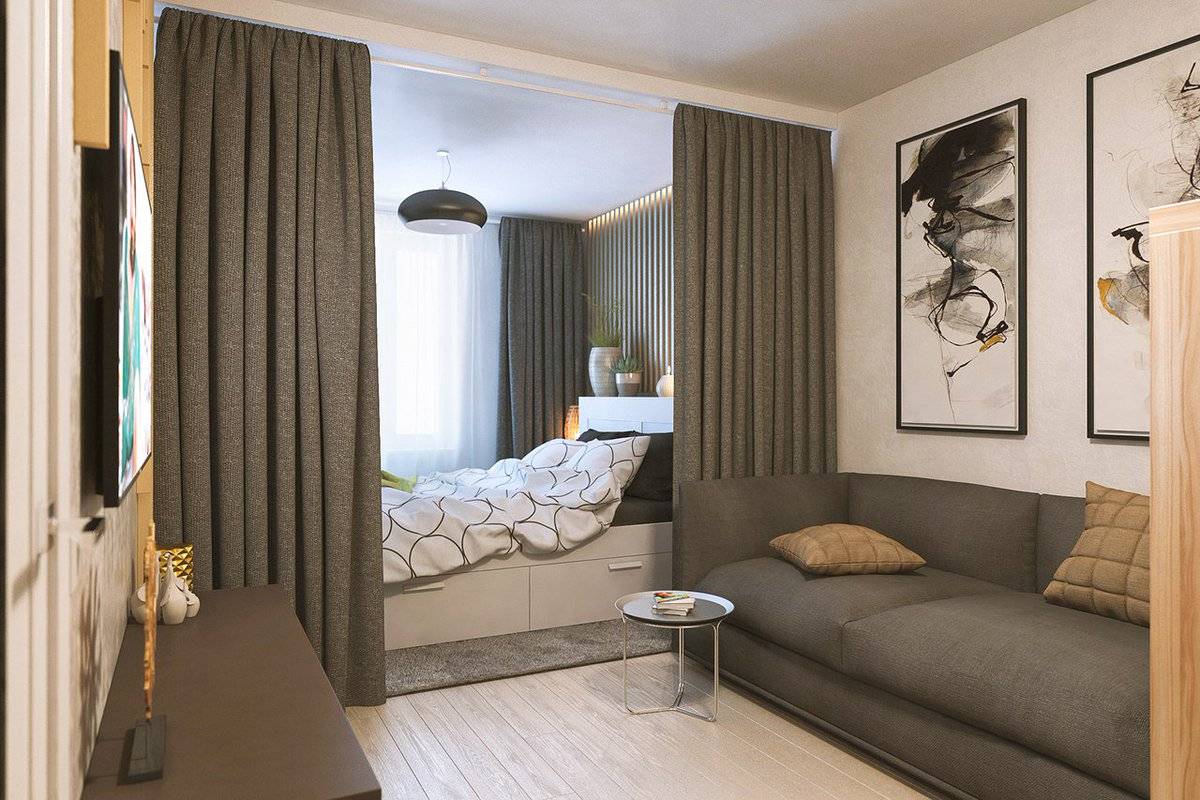 Гостиная и спальня в одной комнате: способы зонирования, варианты дизайна интерьера