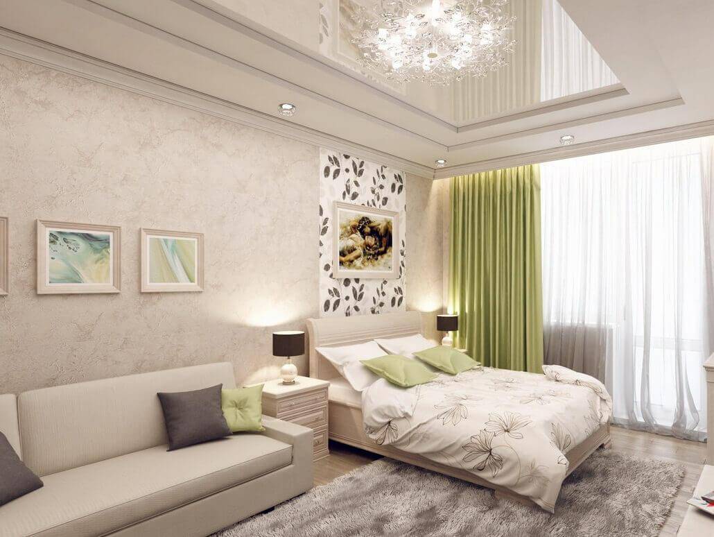 Дизайн гостиной-спальни 18 кв. м.: 65 фото интерьеров, зонирование и офрмление